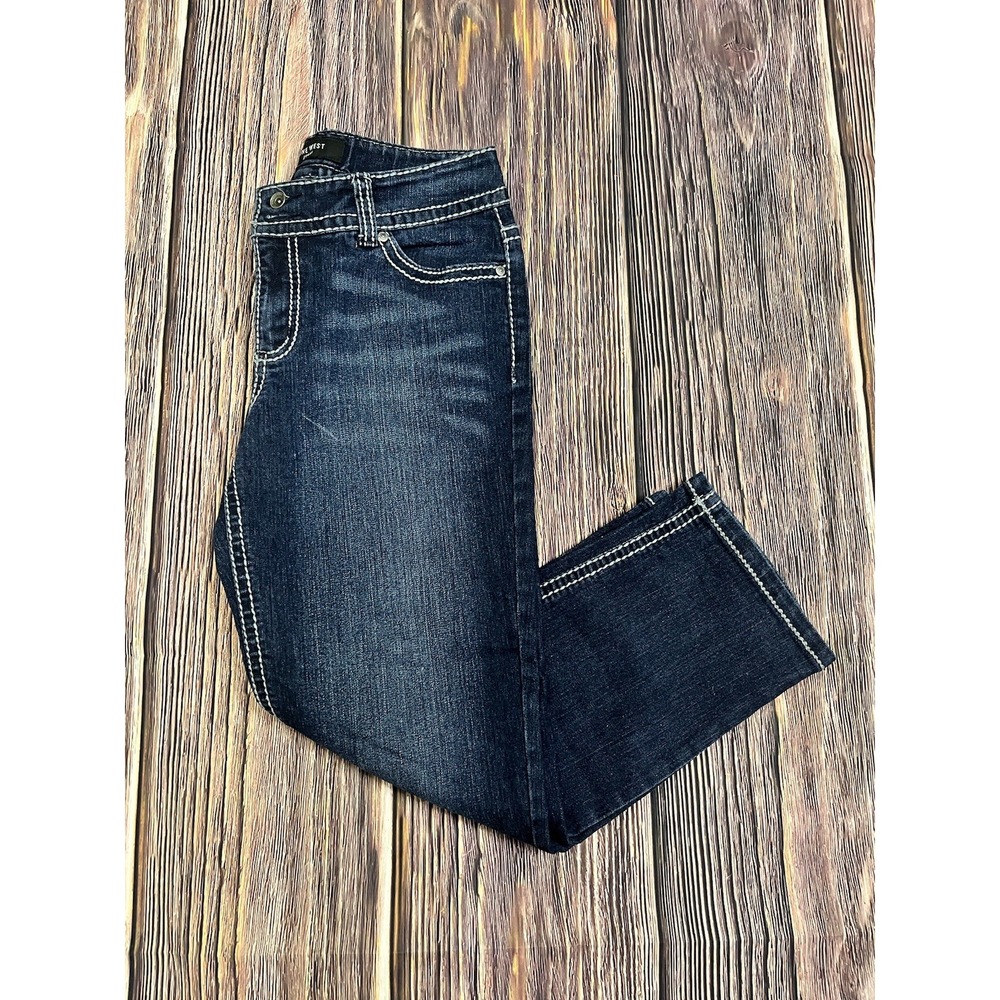 Nine West Womens Date Night Fit Missy Size 29/8 Embellished Pocket Dark Wash